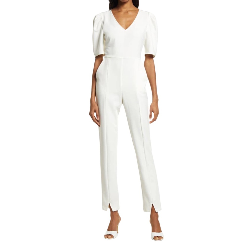 Chelsea28 Puff Sleeve Jumpsuit in Ivory Cloud